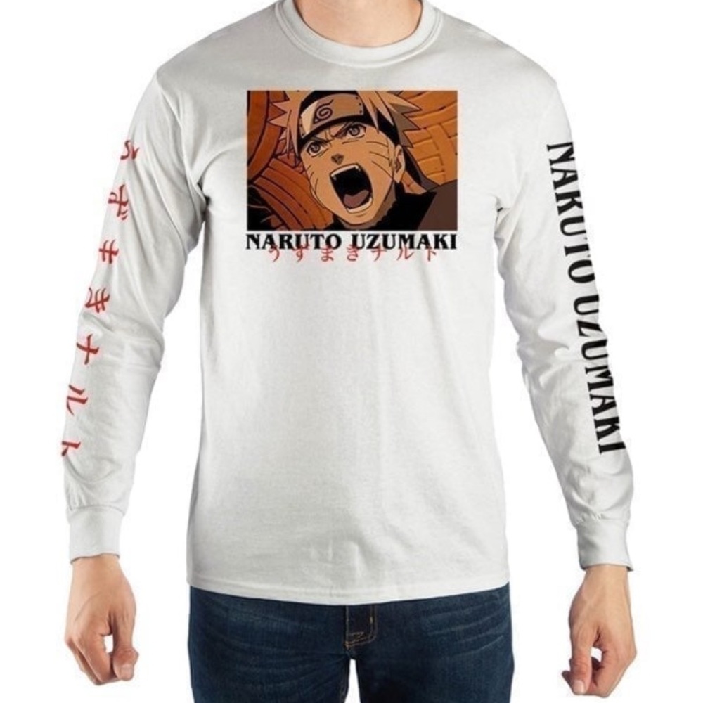 Naruto Uzumaki Anime Long Sleeve Tee - White